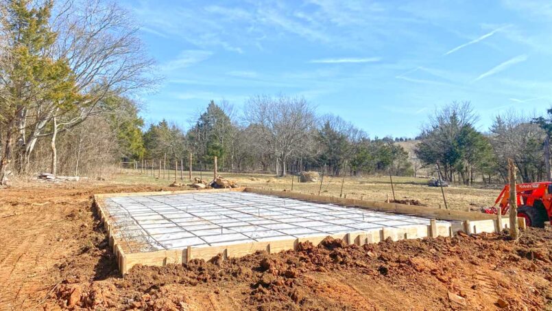 Framing the site before the concrete pour