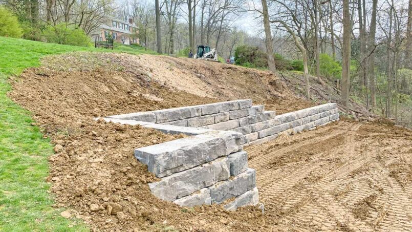Building the boulder retaining wall