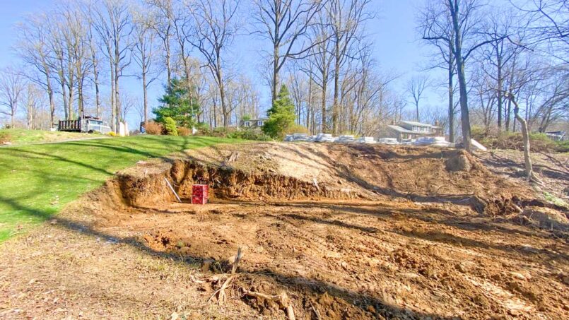 Excavation for retaining wall