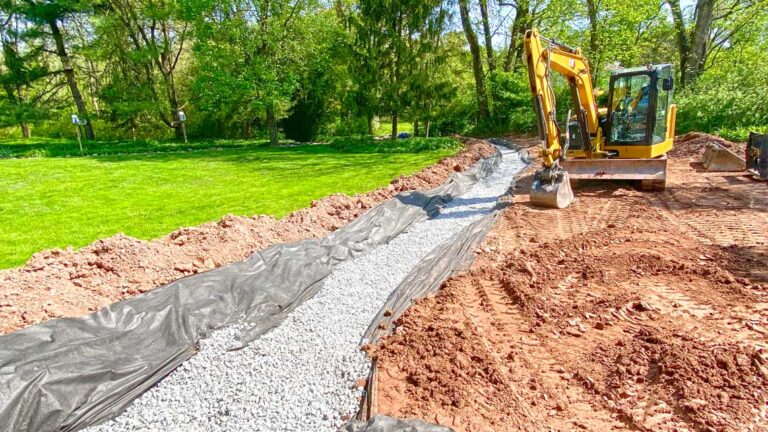 Dry creek bed base installation