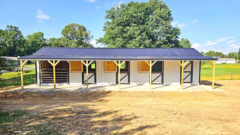 Stone base for horse barn