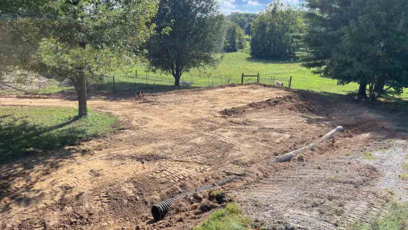 The area for the shed pad is excavated