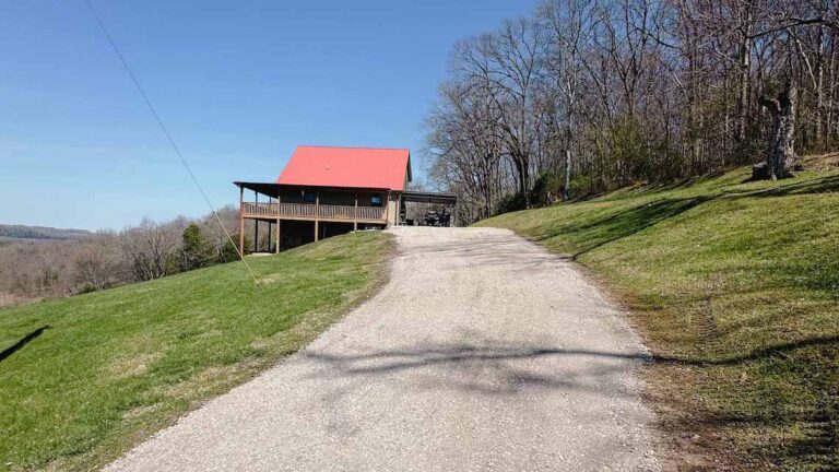The gravel driveway is finished