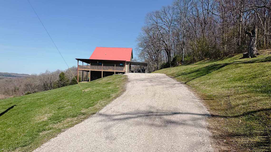 The gravel driveway is finished