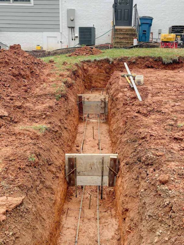 Concrete Foundation for Garage 4 Wooden forms are installed