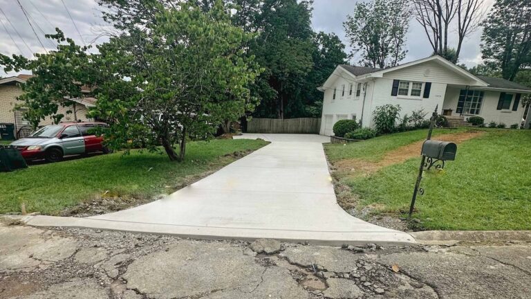 This completed concrete driveway