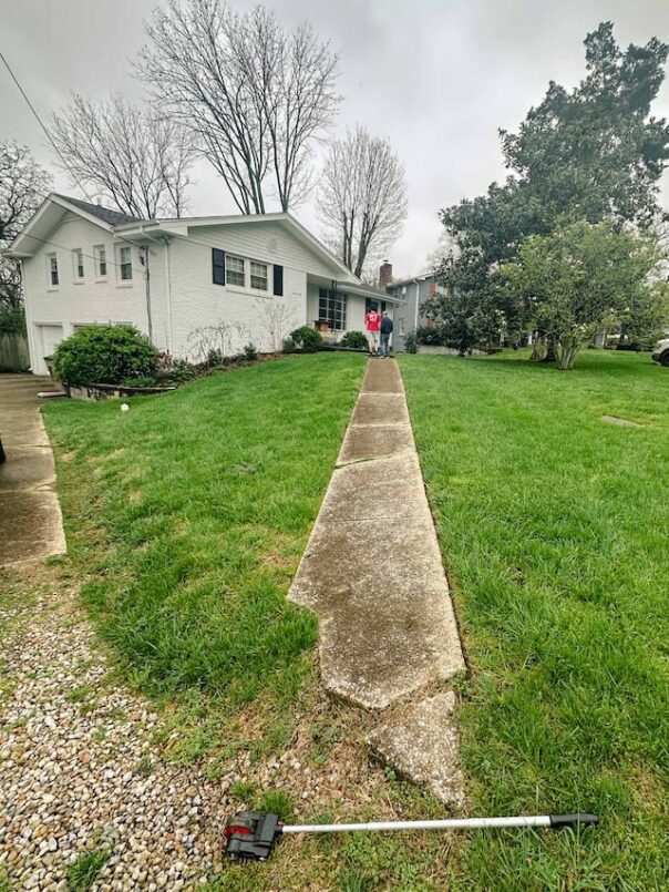 The sidewalk also shows