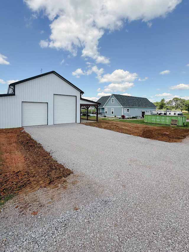 The new stone driveway