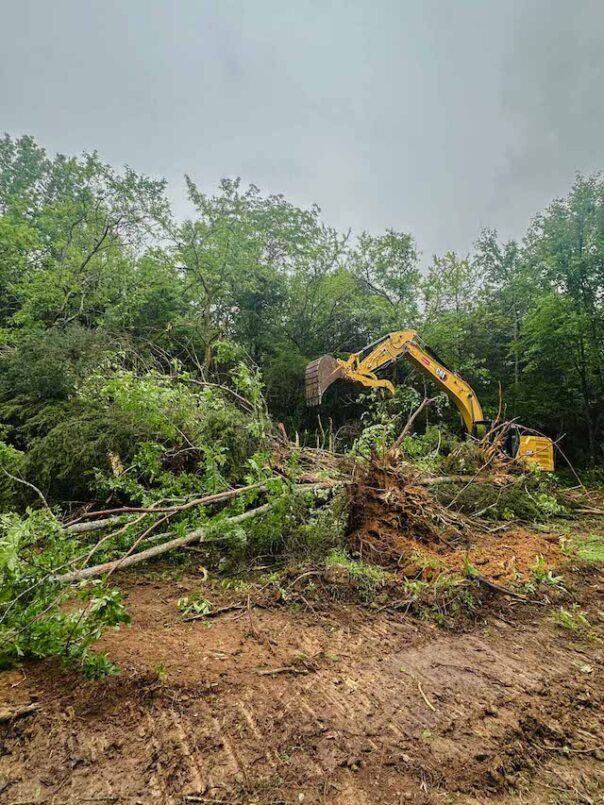 Site Excavation for Pole Barn Garage 2 Tree removal was the first step