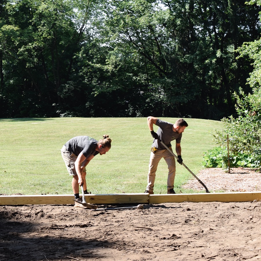 BedRock Team hard at work utilizing pressure treated timbers