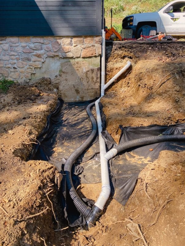 A new drainage system is installed