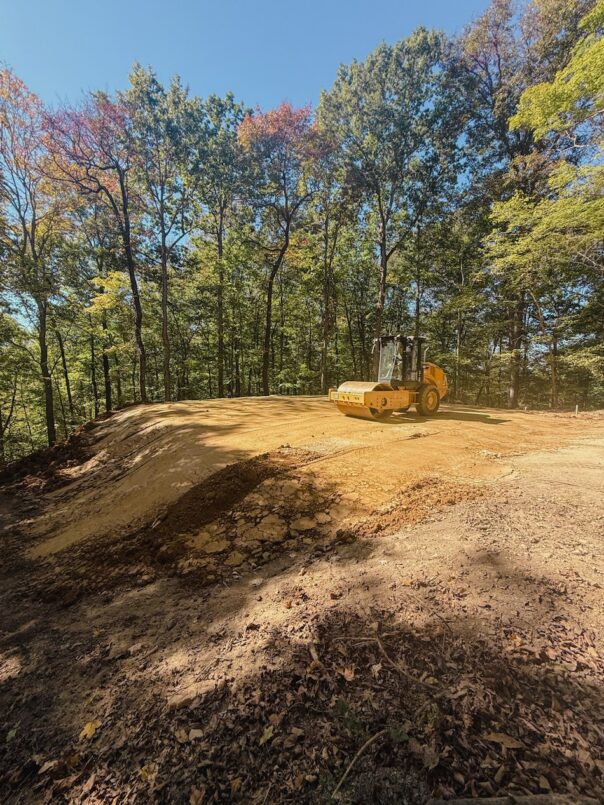 The newly added dirt is compacted