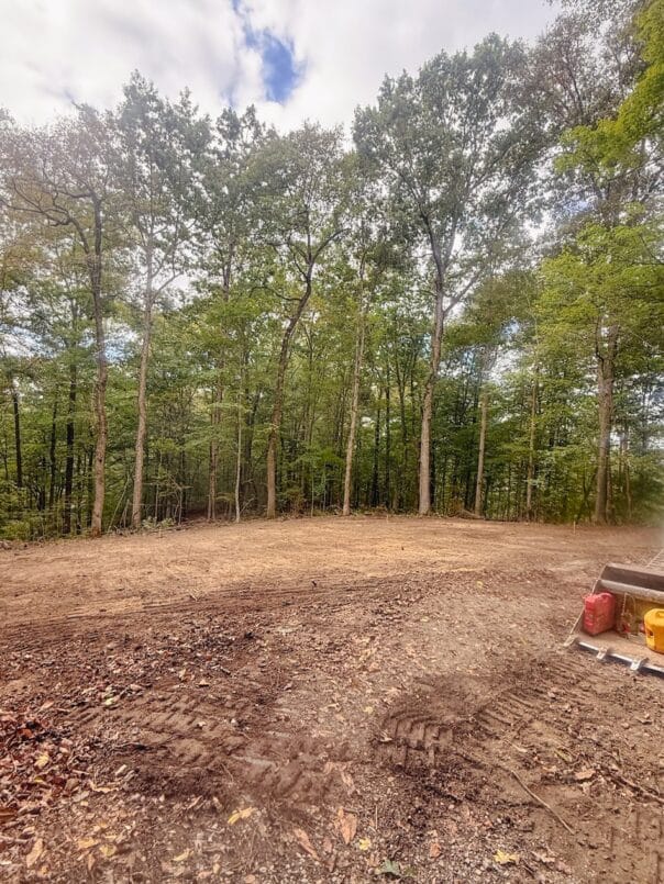 The foundation for the new garage