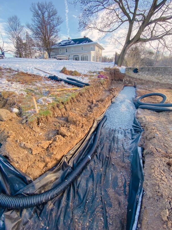 Drainage pipes are installed