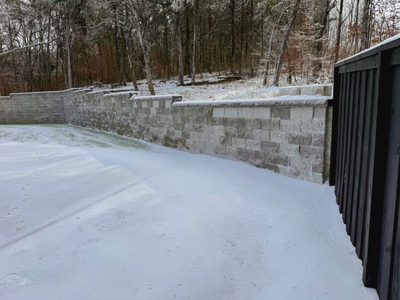 The existing retaining wall