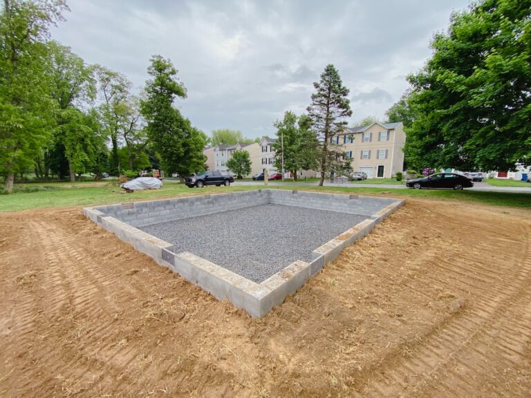 This completed concrete foundation