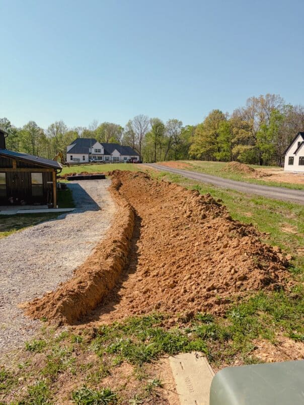 Excavation for the dry creek bed