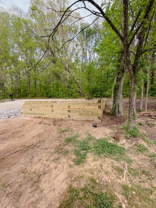 The timber retaining wall