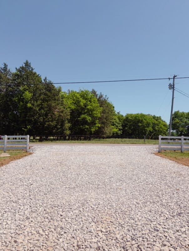 The new gravel driveway
