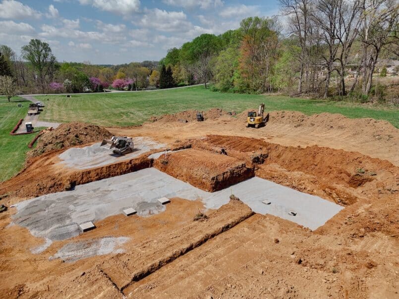 Following excavation and careful layout