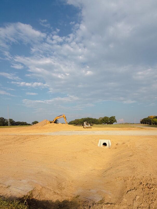 The drainage pipe is buried