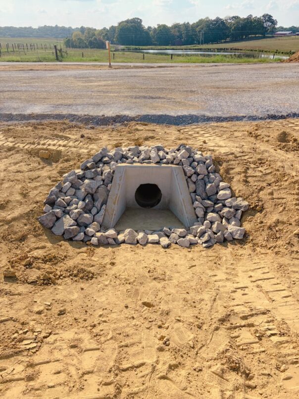 Additional stone is placed