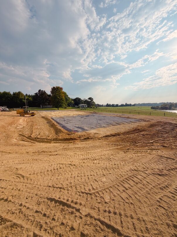 Stone is added to the foundation